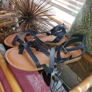Rampage Dark Blue Strap Flat Sandal size 8.5